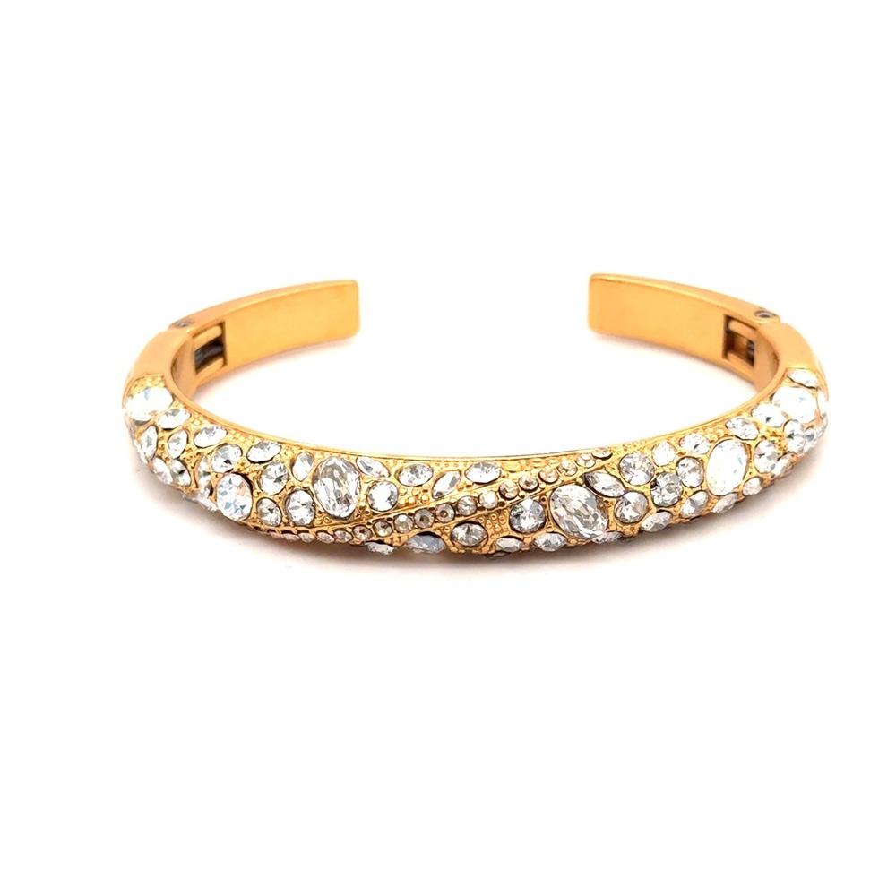 Brighton Trust Your Journey Gold Tone Crystal Hinged Cuff Bracelet JB4642